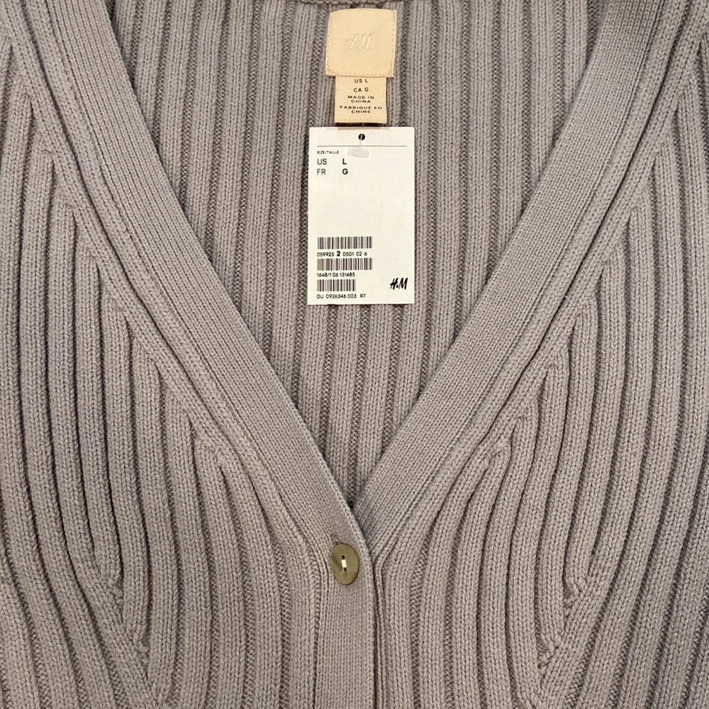 H&M Ribbed Knit Puff Sleeve Cardigan - Picture 7 of 12